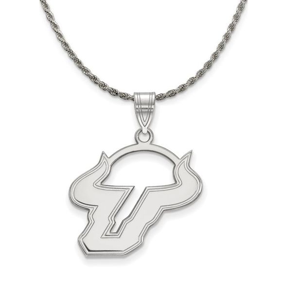 Sterling Silver South Florida Bulls Lg Logo Necklace - 22...